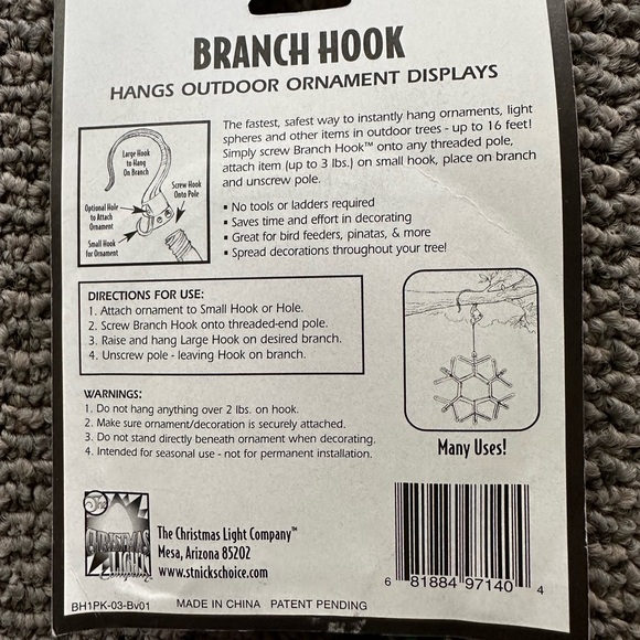 Branch Hook, hang outdoor ornament displays - Picture 4 of 7
